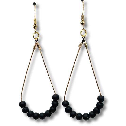 Black Matte Teardrop Loop Earrings