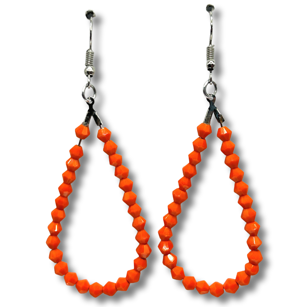True Orange Teardrop Loop Earrings