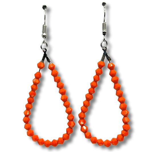 True Orange Teardrop Loop Earrings