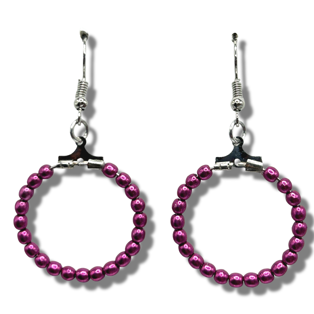 Small Metallic Pink Loop Earrings