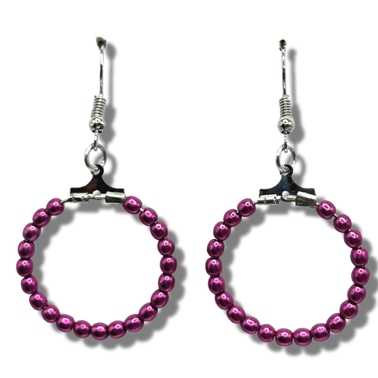 Small Metallic Pink Loop Earrings