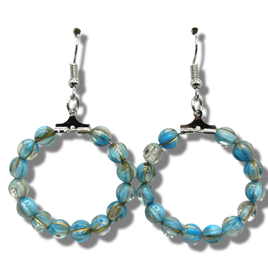 Blue-Clear-Twist Medium Loop Earrings