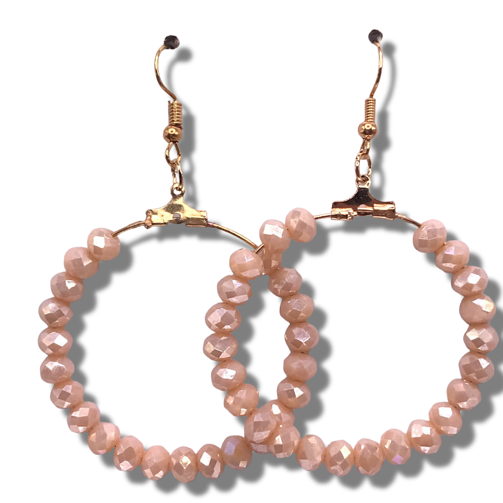 Sparkly Champagne Large Loop Earrings