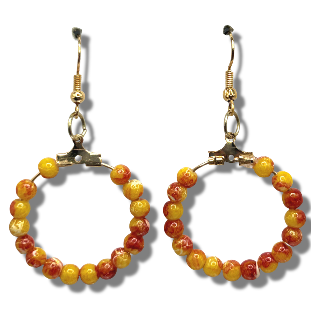 Red and Yellow Small Loop Earrings