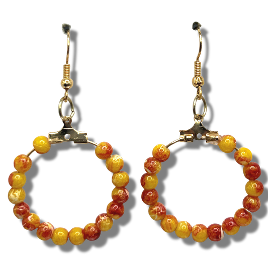 Red and Yellow Small Loop Earrings