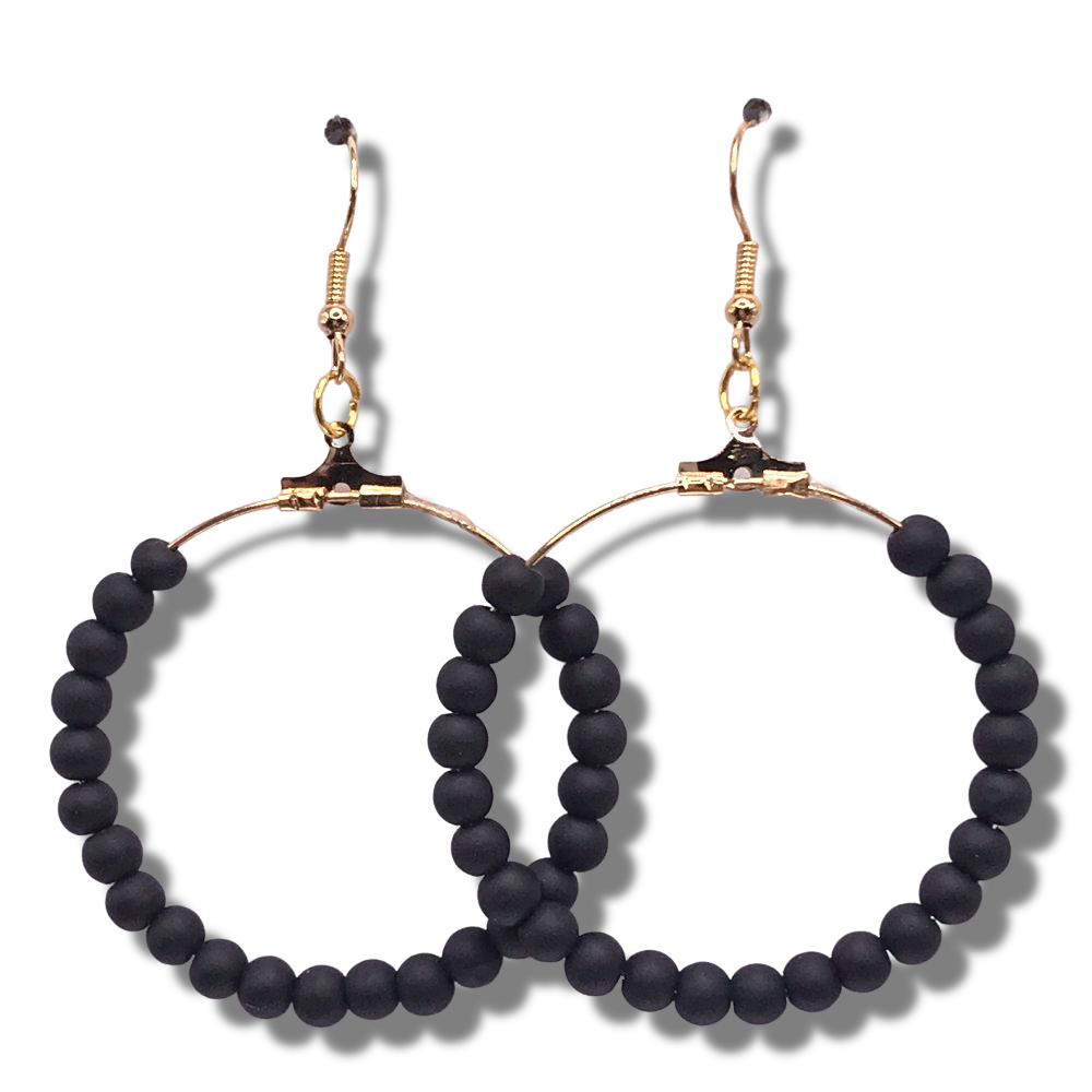 Large Black Matte Loop Earrings