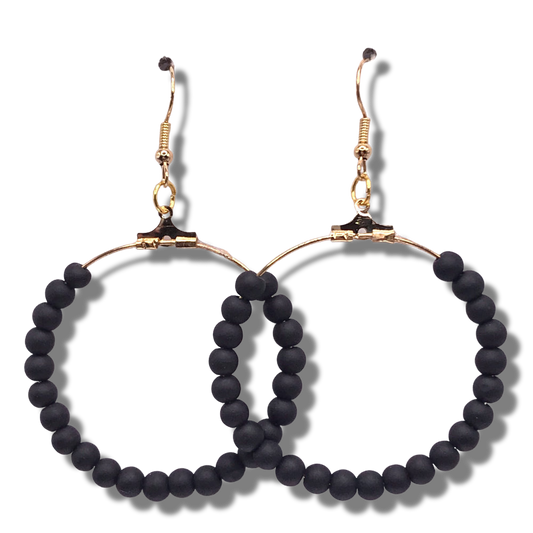 Large Black Matte Loop Earrings