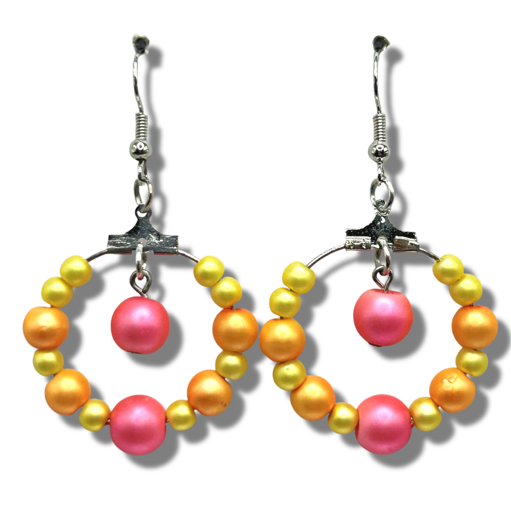 Pastel Small Loop Earrings with Dangle