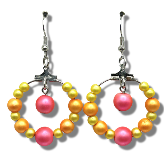 Pastel Small Loop Earrings with Dangle