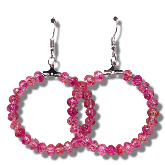 Speckled Pink Large Loop Earrings