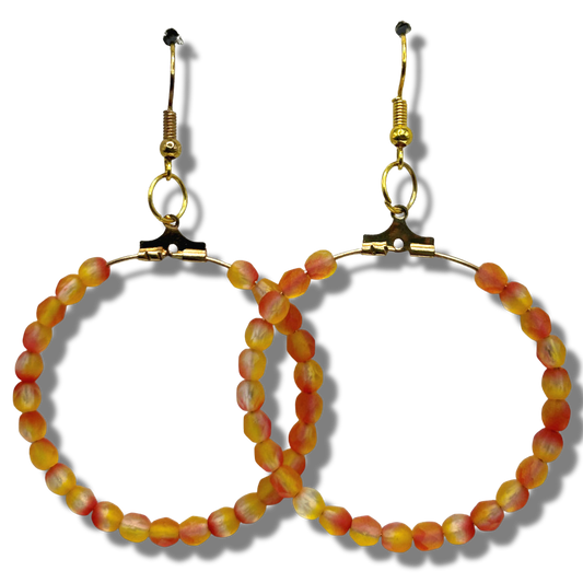 Red and Yellow Matte Large Loop Earrings