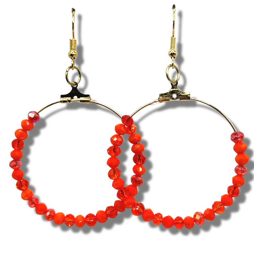 Mixed Orange Large Loop Earrings