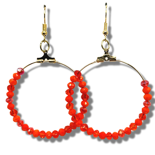 Mixed Orange Large Loop Earrings