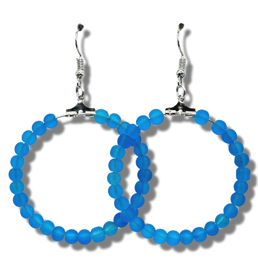 Bright Matte Blue Large Loop Earrings