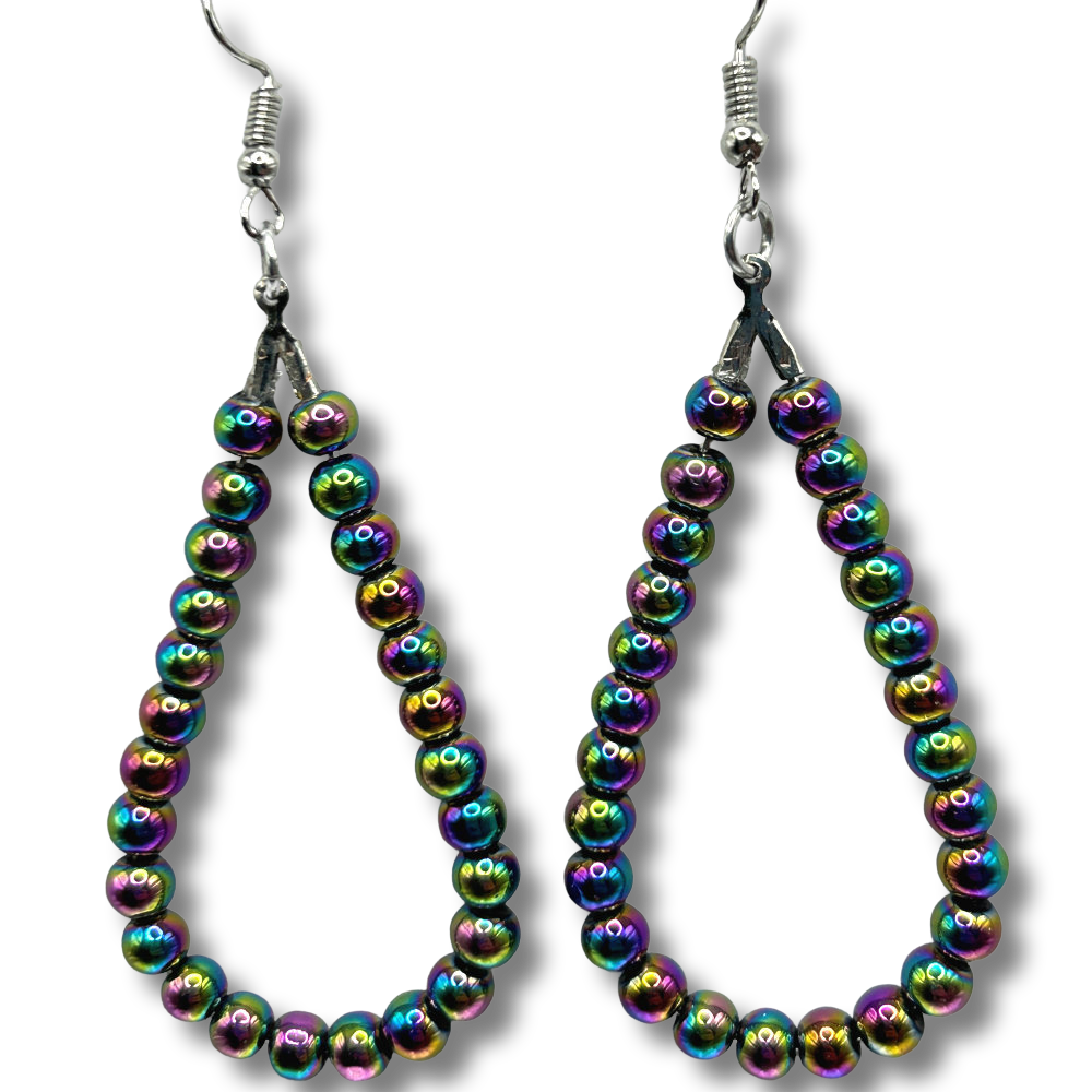 Multicolor Metallic Teardrop Loop Earrings