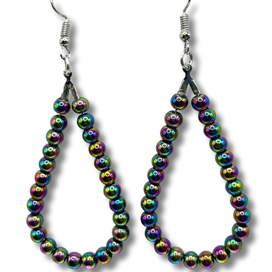Multicolor Metallic Teardrop Loop Earrings