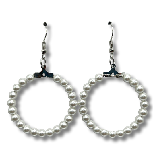 Medium Faux Pearl Loop Earrings