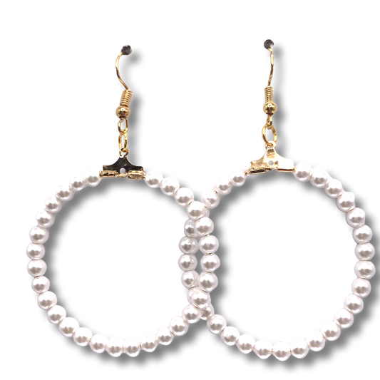 Large Faux Pearl Loop Earrings