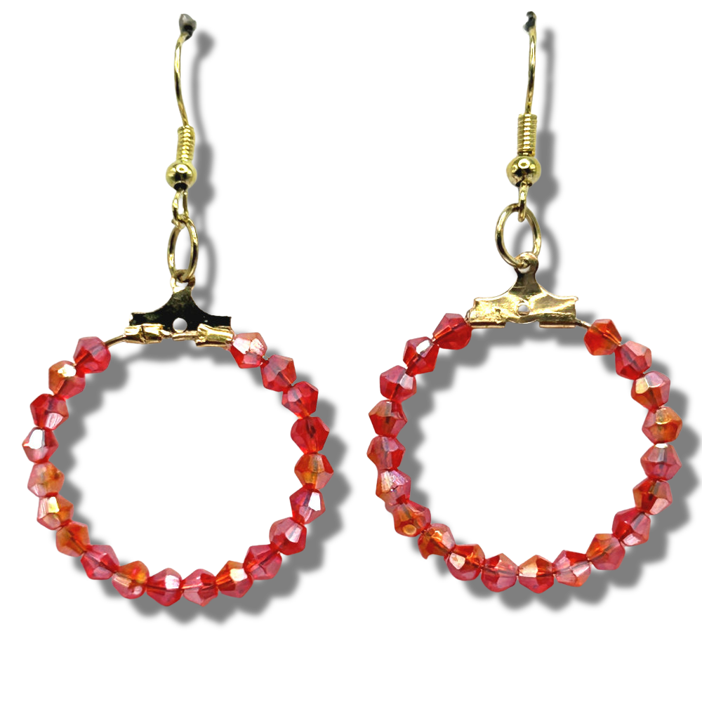 Red Super-Sparkle Small Loop Earrings