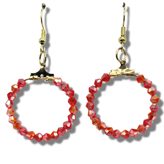 Red Super-Sparkle Small Loop Earrings