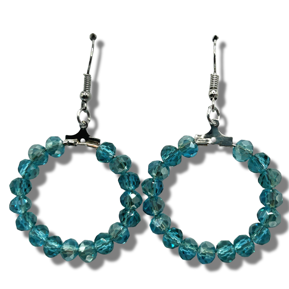 Blue Sparkle Medium Loop Earrings