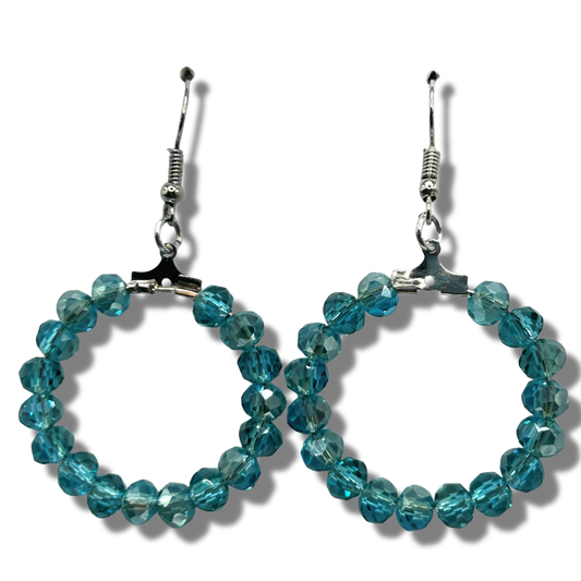 Blue Sparkle Medium Loop Earrings
