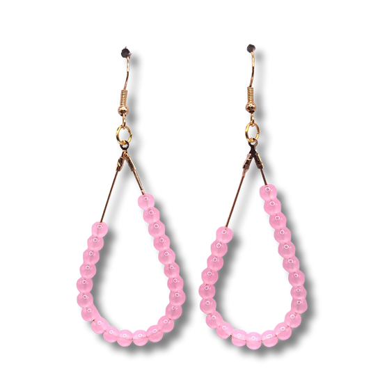 Pretty Pink Teardrop Loop Earrings