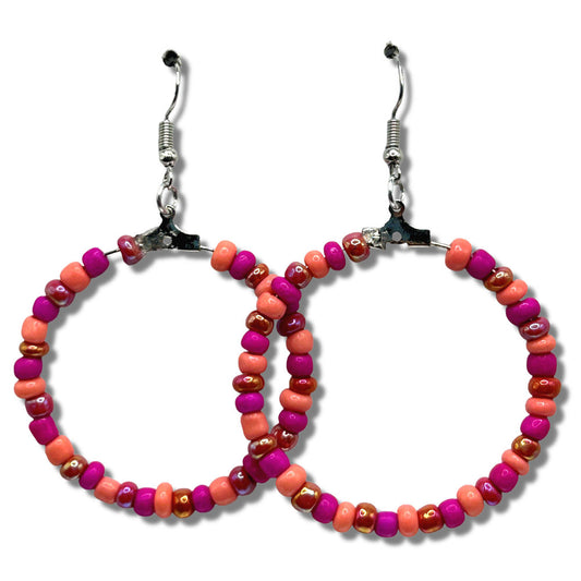 Pinky-Red Large Loop Earrings