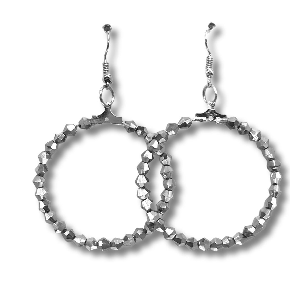 Sparkly Silver Large Loop Earrings