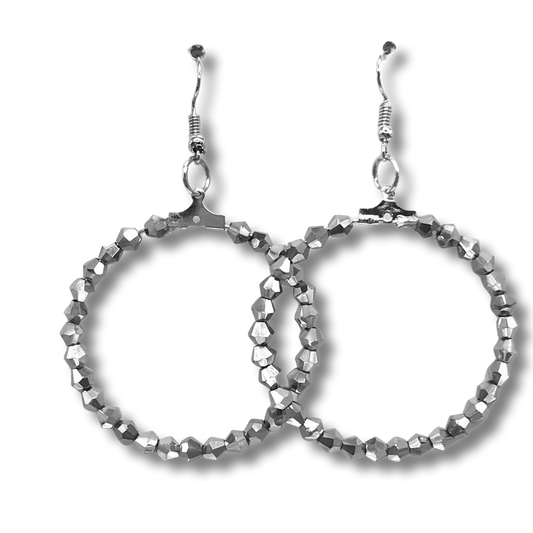 Sparkly Silver Large Loop Earrings