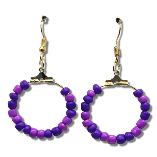 Small Light and Dark Purple Loop Earrings