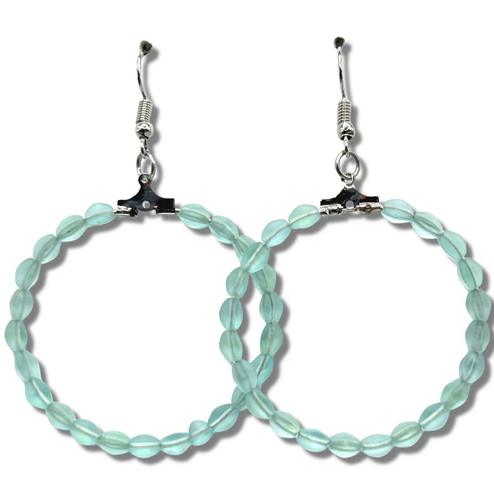 Light Matte Blue Large Loop Earrings