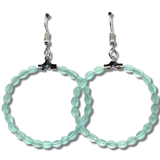Light Matte Blue Large Loop Earrings