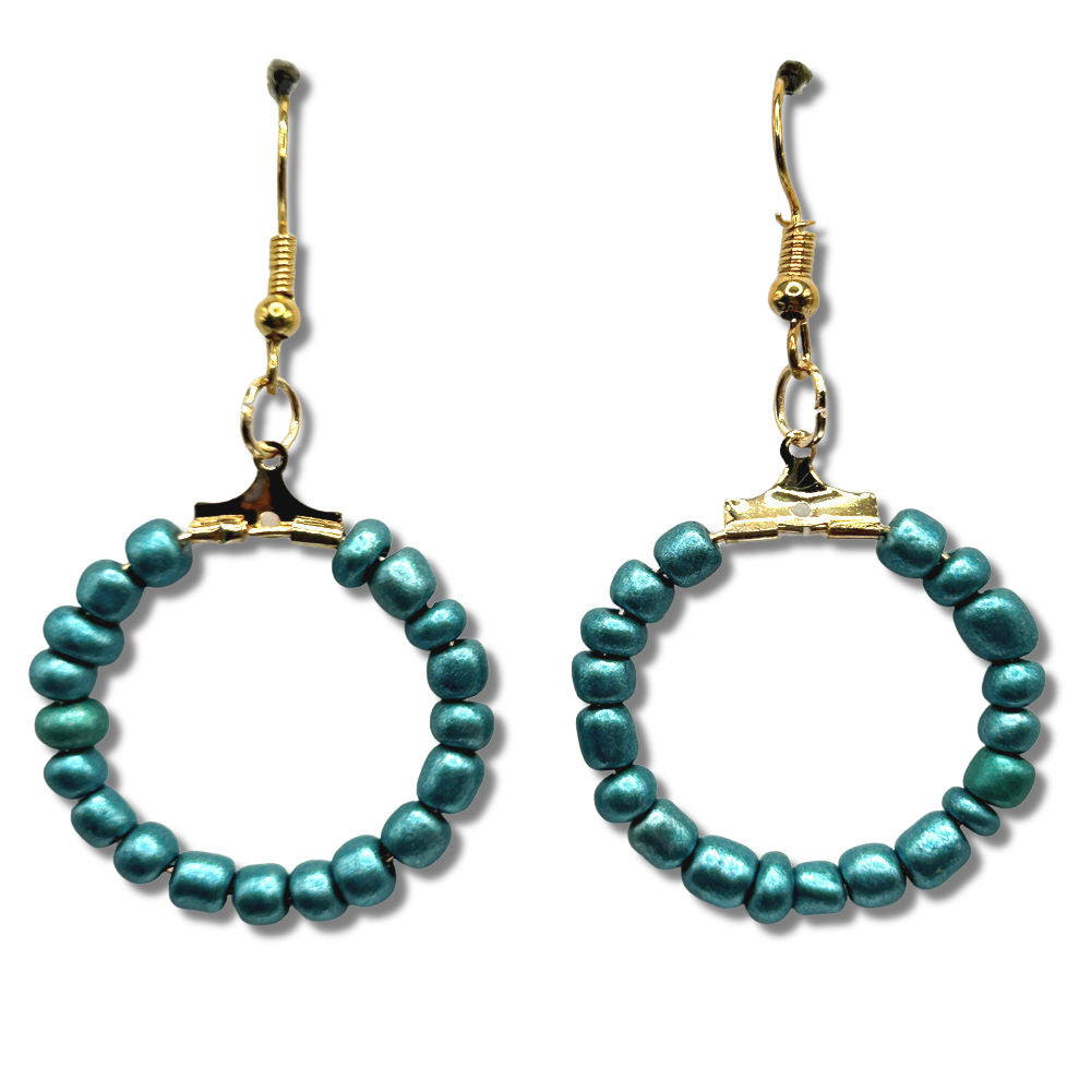 Matte Blue Metallic Small Loop Earrings
