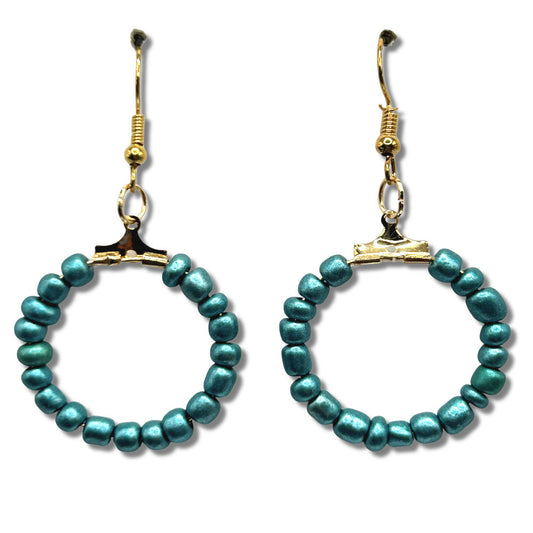 Matte Blue Metallic Small Loop Earrings