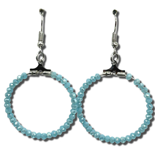 Medium Loop Earrings with Tiny Blue Beads