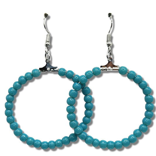 Aqua Blue Large Loop Earrings