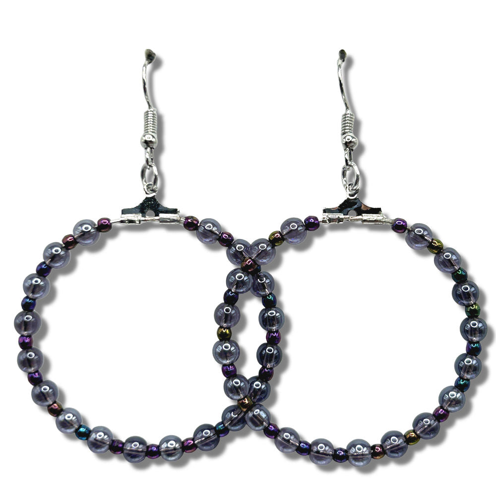 Mixed-Size Purple Large Loop Earrings