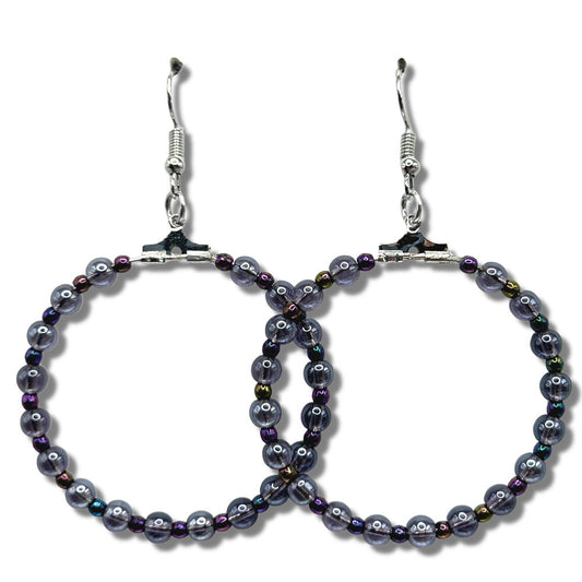 Mixed-Size Purple Large Loop Earrings
