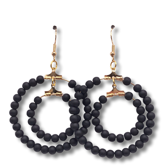 Matte Black Double Loop Earrings (Heavy)