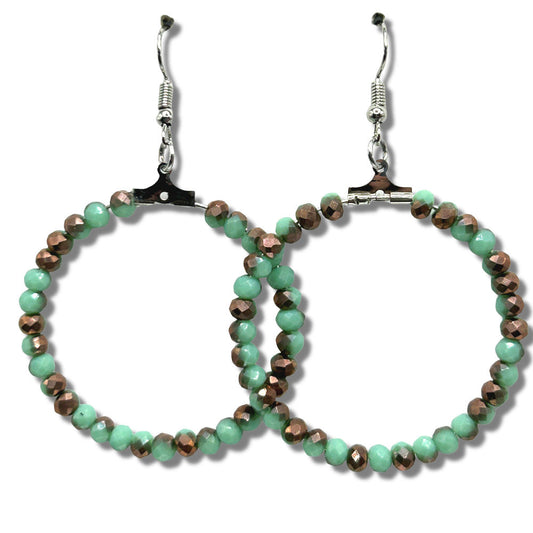 Mint and Copper Large Loop Earrings