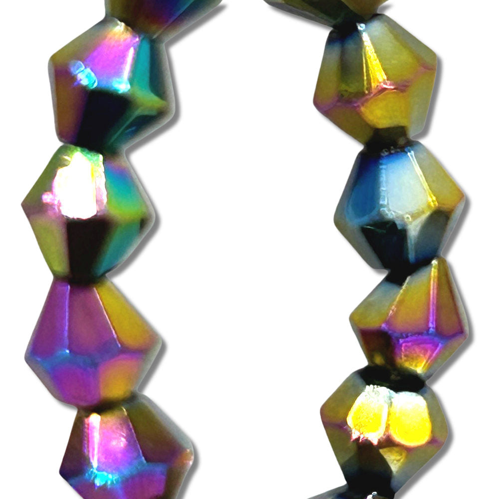 Multicolor Metallic Bicone Large Loop Earrings