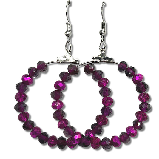 Mixed Sparkle Purple Large Loop Earrings
