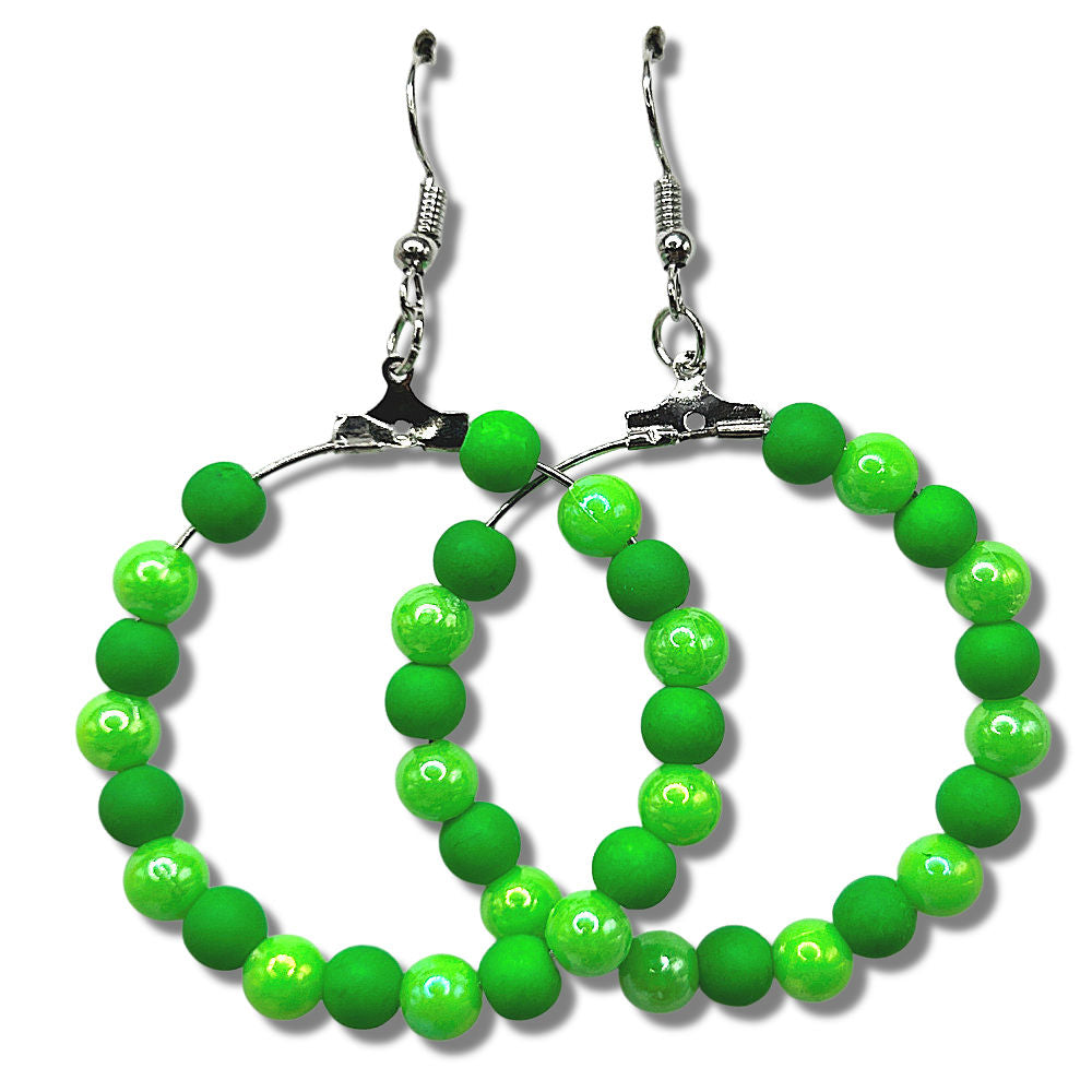Green Mixed Plastic Large Loop Earrings