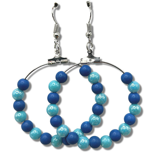 Blue Mixed Plastic Large Loop Earrings
