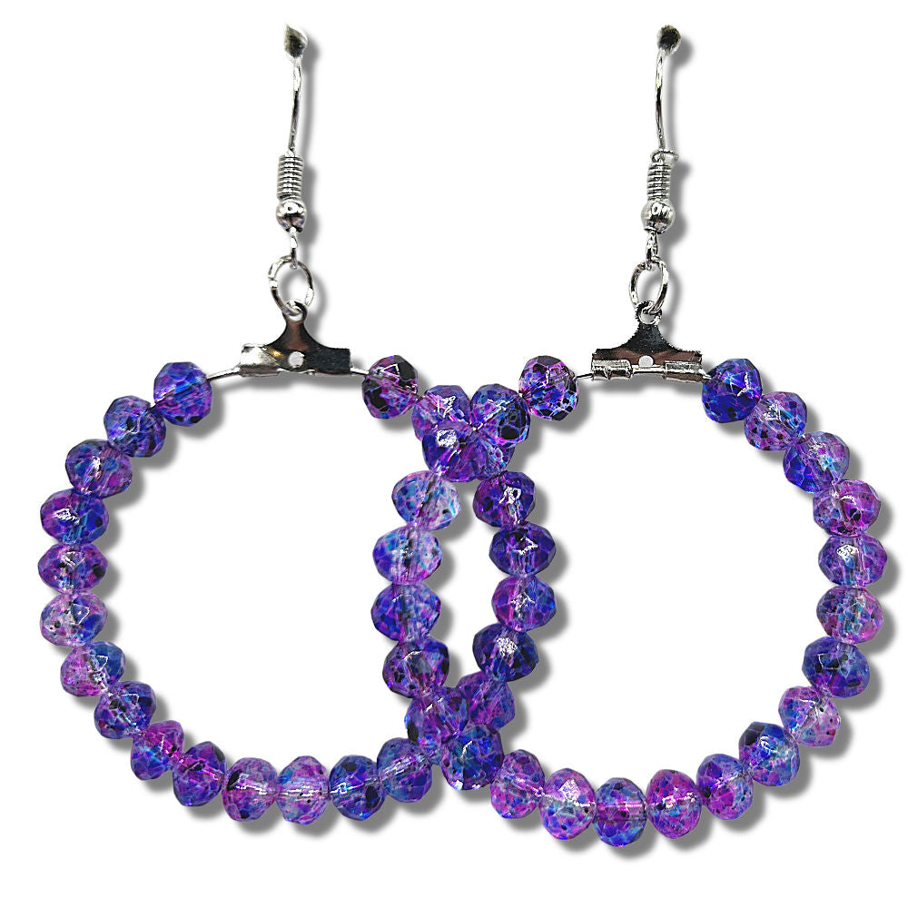 Purple-Blue Mottled Large Loop Earrings