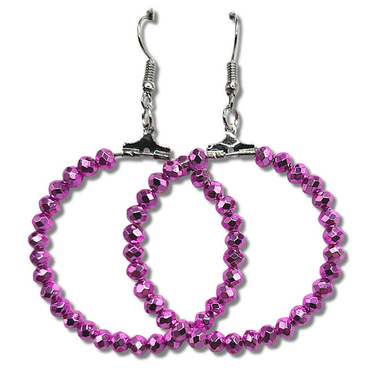Metallic Bright Pink Large Loop Earrings