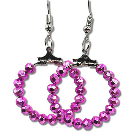 Metallic Bright Pink Small Loop Earrings