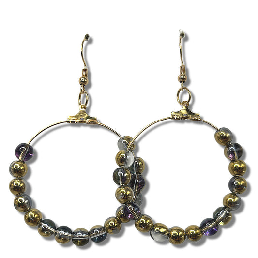 Half-Gold Smoky Large Loop Earrings