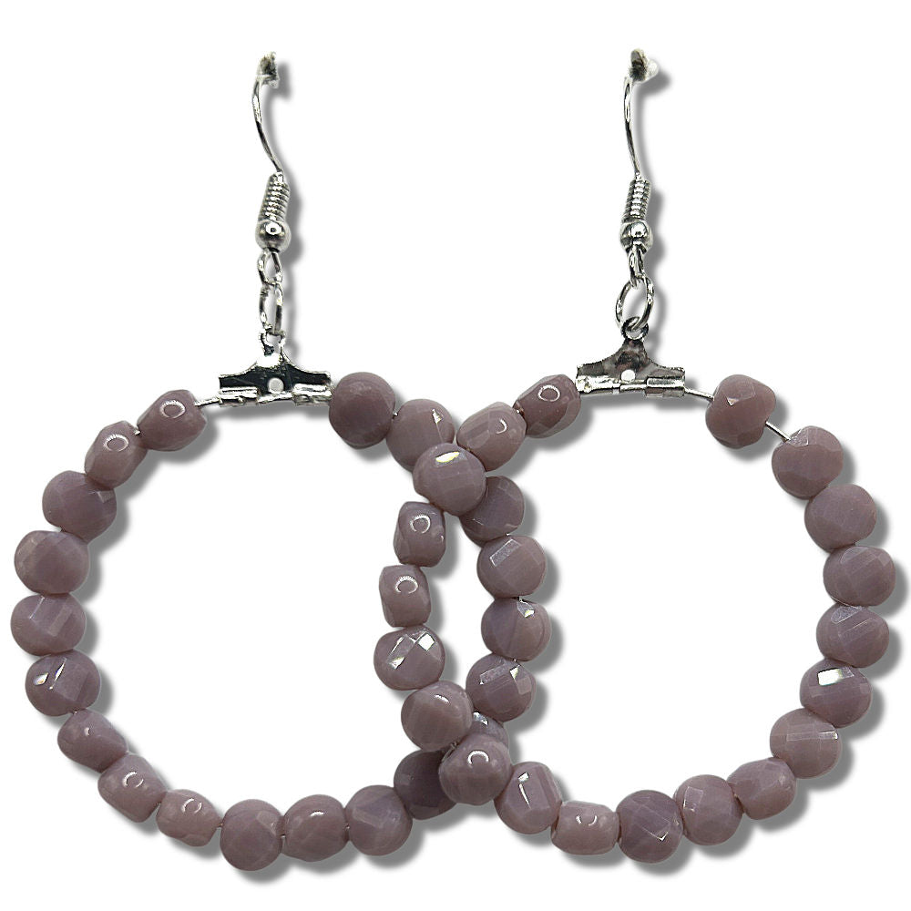 Dusky Purple Abstract Large Loop Earrings